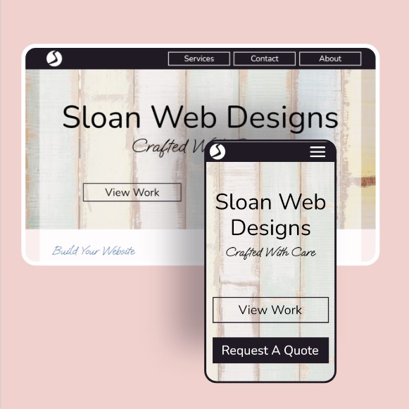 Display of the welcome and main screens of Sloan Web Designs.